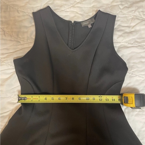 Donna Ricco Black Dress Women’s Size 10 A Line Flowy Lace Trim Zip EUC Stretch - Picture 4 of 12